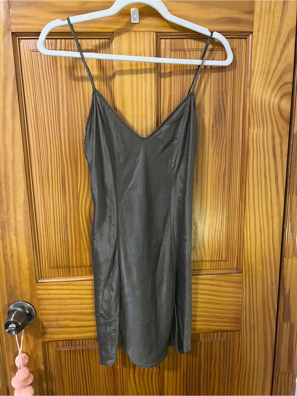 100% Silk Victoria's Secret Olive Charcoal Slip Chemise